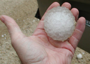 Large hail size of tennis ball