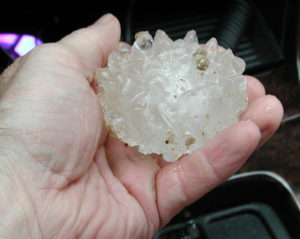 Large hailstone with spikes