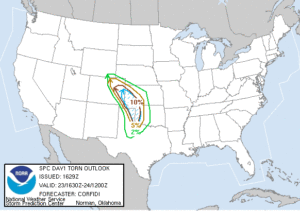 SPC tornado prediction map