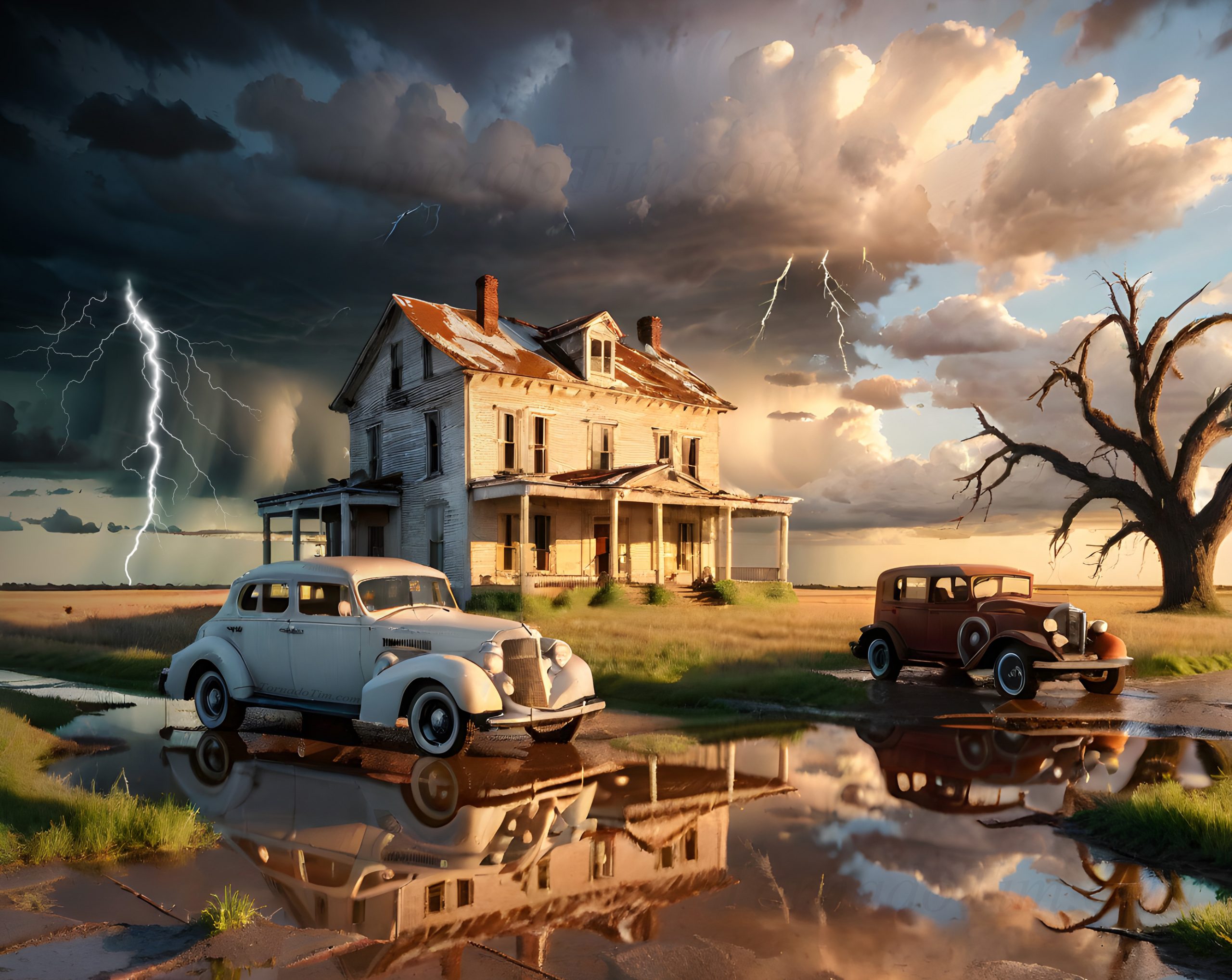 Classic cars with severe storms